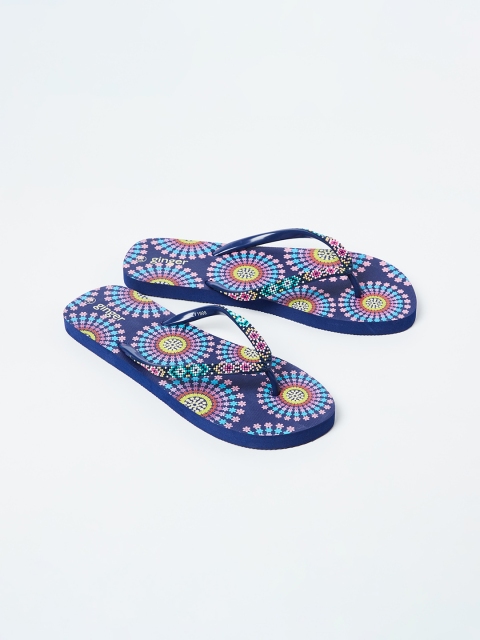 Ginger by Lifestyle Women Blue & Pink Printed Thong Flip-Flops