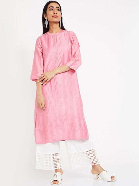 

Melange by Lifestyle Women Pink Solid Straight Kurta