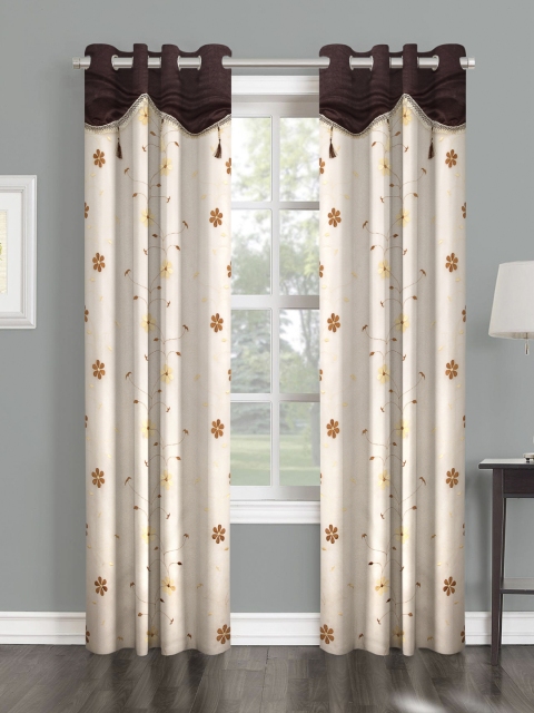 

Cortina Beige & Brown Floral Set of 2 Door Curtains