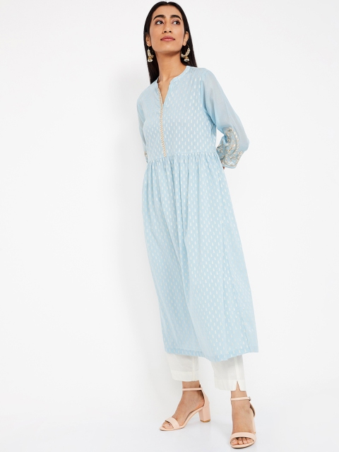 

Melange by Lifestyle Women Blue Printed A-Line Kurta