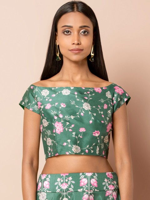 

INDYA Women Green Floral Print Top