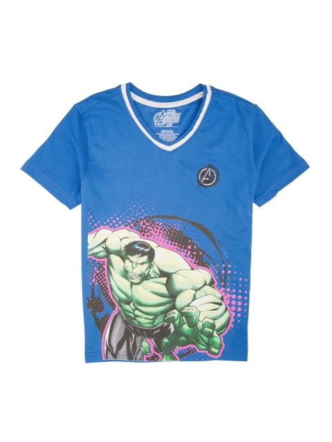 

Colt Boys Blue Hulk Printed V-Neck T-shirt
