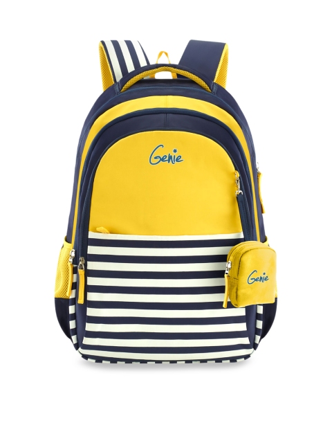 

Genie Girls Yellow & Navy Blue Striped 19inches Large Backpack