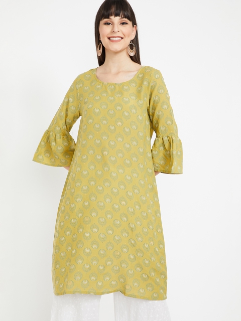 

Melange by Lifestyle Women Lime Green Printed Straight Kurta