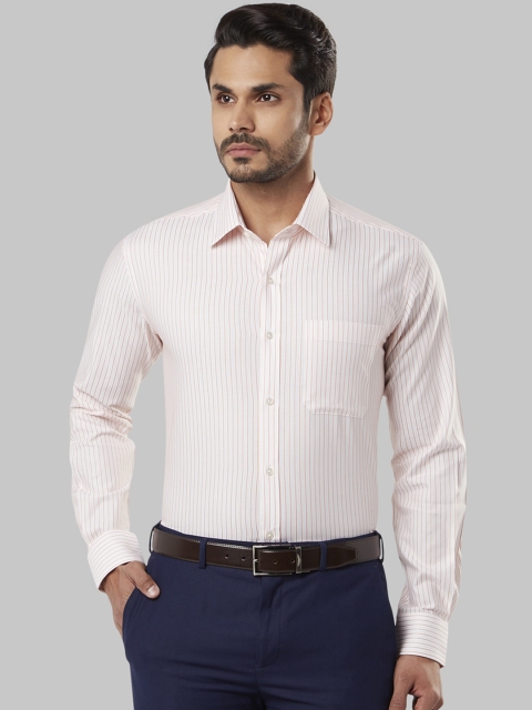 

Raymond Men Orange Regular Fit Striped Formal Shirt