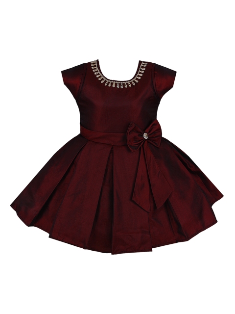 

Wish Karo Girls Maroon Fit and Flare Dress
