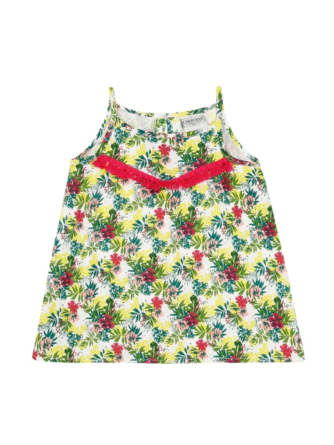 

Cherokee Girls Green Printed A-Line Top