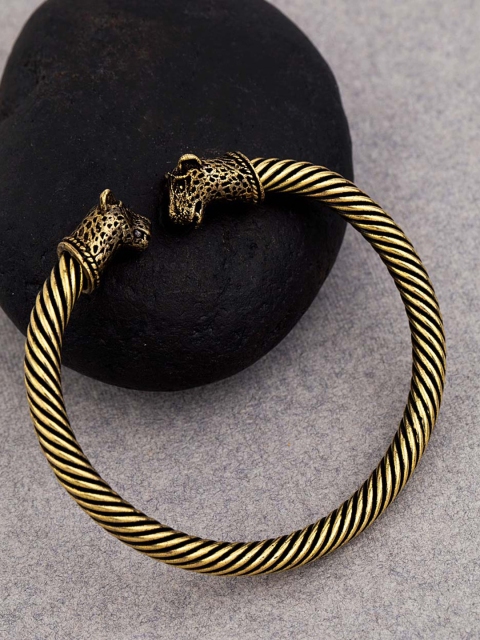 

Dare by Voylla Men Brass-Plated Gold-Toned Handcrafted Kada Bracelet