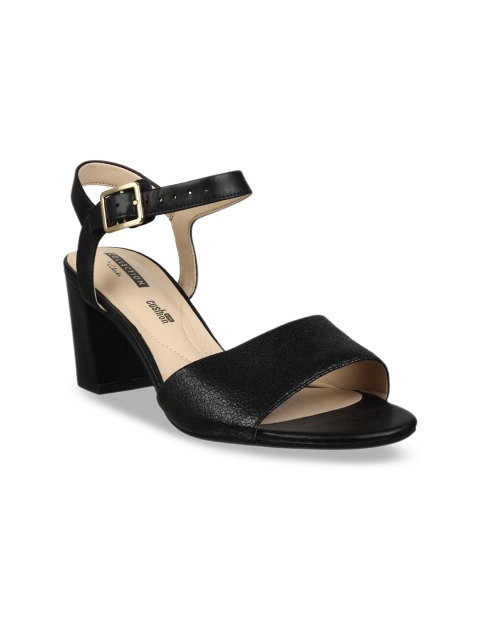 

Clarks Women Black Leather Solid Sandals
