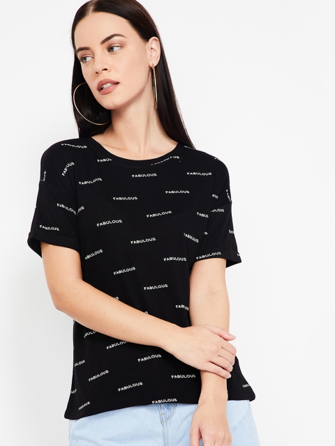

Fame Forever by Lifestyle Women Black Printed Top
