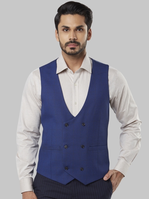 

Raymond Men Blue Checked Woven Waistcoat