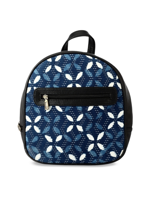 

ZAREGARE Women Black & Blue Graphic Backpack