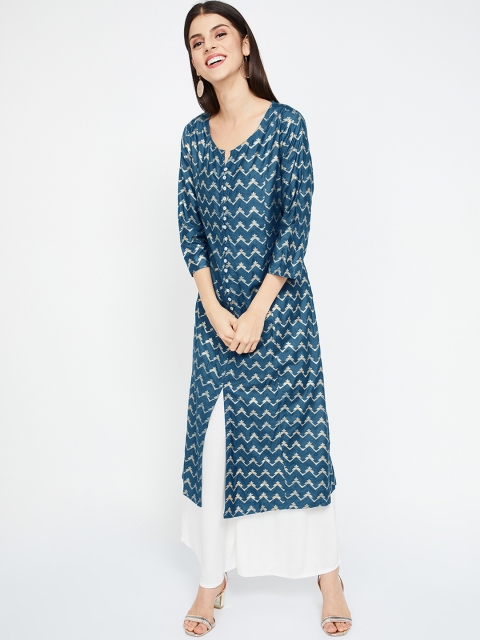 

Melange by Lifestyle Women Blue Printed Straight Kurta