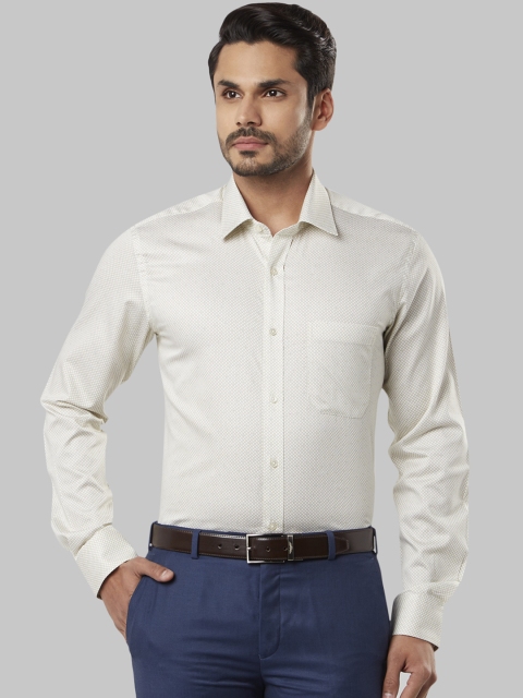 

Raymond Men Beige Regular Fit Checked Formal Shirt