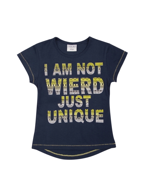

Cherokee Girls Blue Printed Round Neck T-shirt