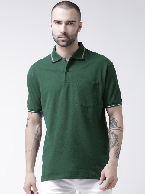 

GRIFFEL Men Green Solid Polo Collar T-shirt
