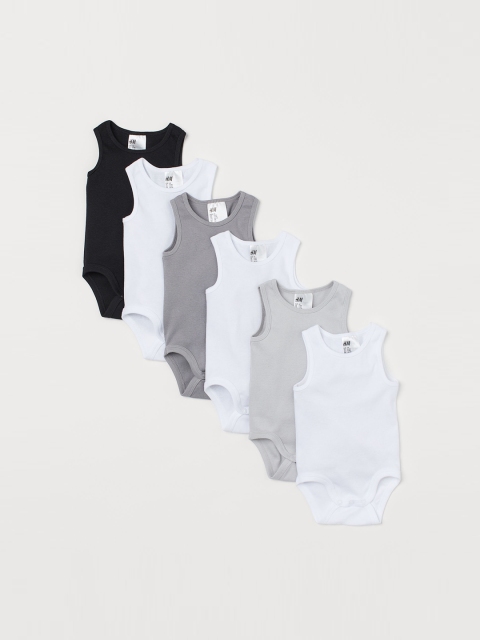 

H&M Boys Grey 6-pack Sleeveless Bodysuits