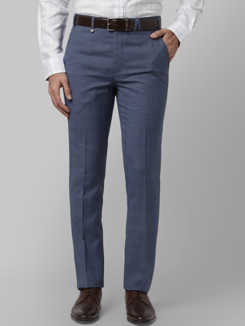 

Park Avenue Men Blue Regular Fit Checked Formal Trousers