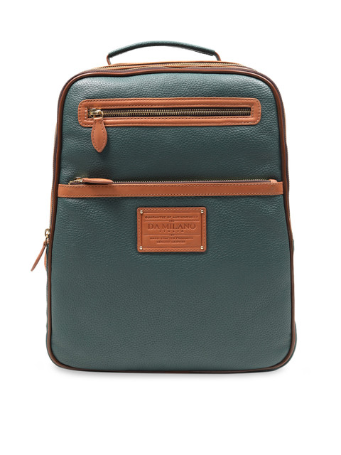 

Da Milano Unisex Green Solid Leather Backpack