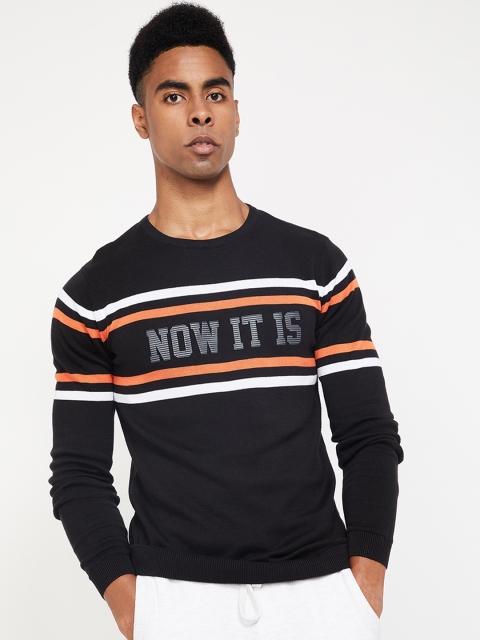 

Kappa Men Black Striped Sweatshirt