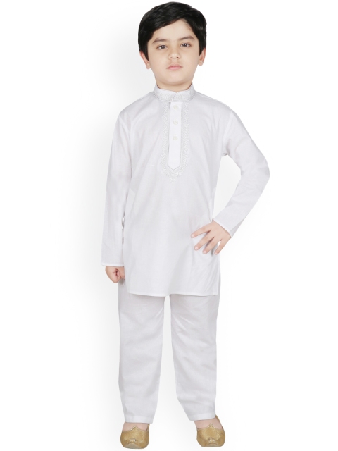 

SG YUVRAJ Boys White Solid Kurta with Pyjamas