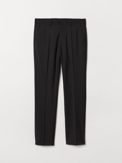 

H&M Men Black Solid Suit Trousers Regular Fit