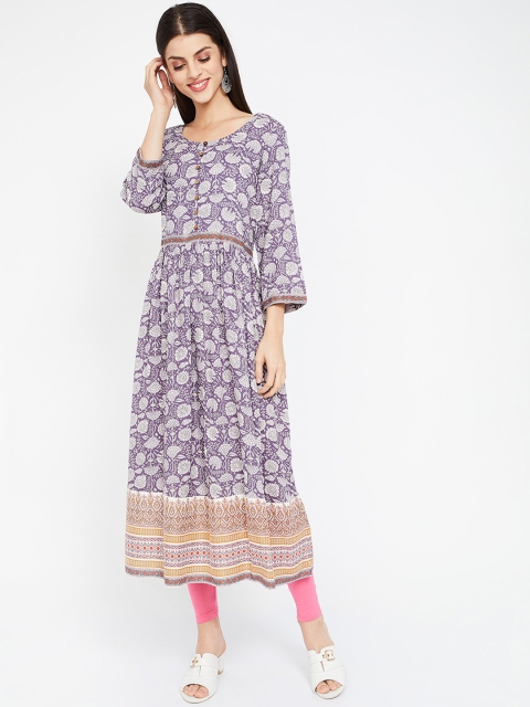 

Melange by Lifestyle Women Purple Printed A-Line Kurta