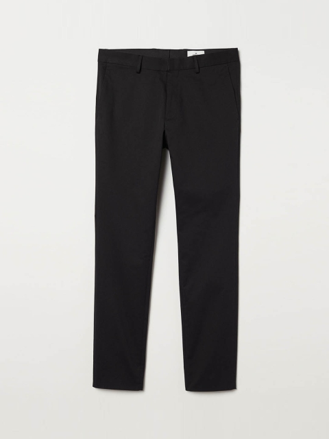 

H&M Men Black Solid Cotton Chinos