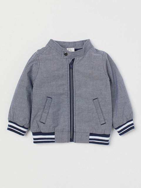 

H&M Boys Blue Solid Cotton Jacket