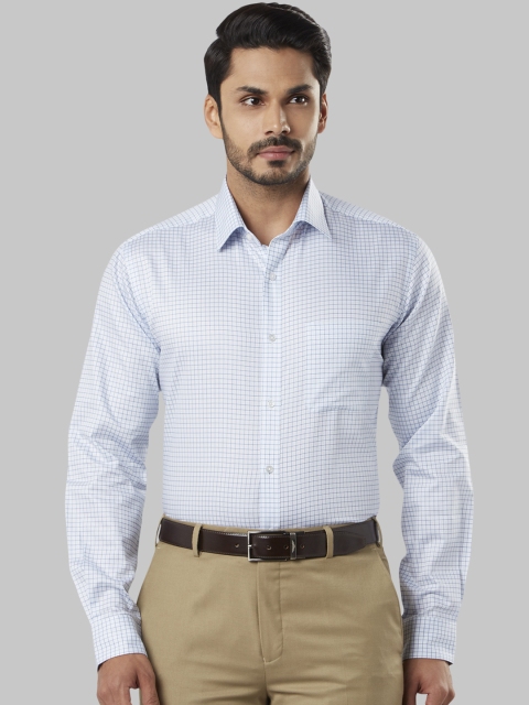 

Raymond Men Blue Slim Fit Checked Formal Shirt