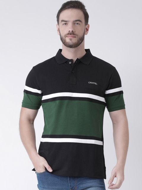

GRIFFEL Men Black Colourblocked Polo Collar T-shirt