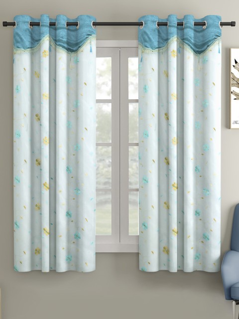 

Cortina Blue Set of 2 Floral Window Curtains