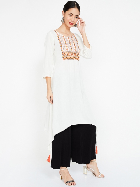 

Melange by Lifestyle Women Off-White Embroidered A-Line Kurta