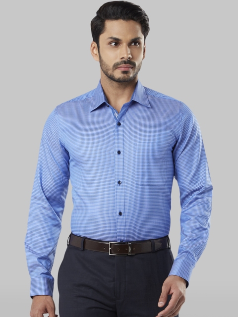 

Raymond Men Blue Regular Fit Checked Formal Shirt