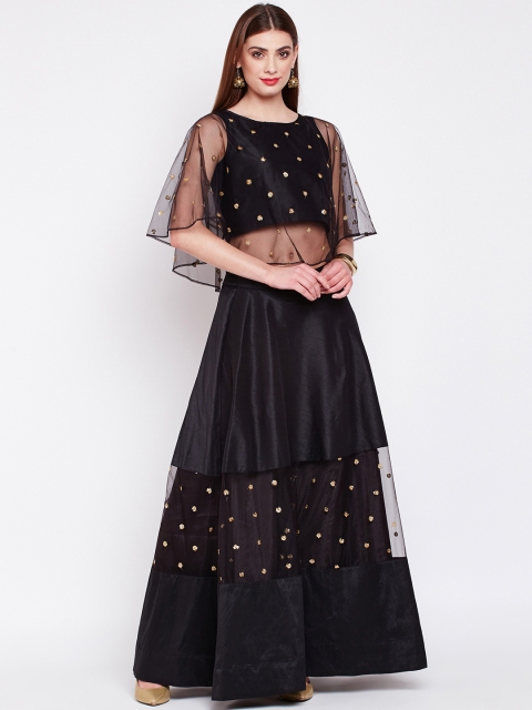 

studio rasa Black Ready to Wear Net Embellished Lehenga with Blouse