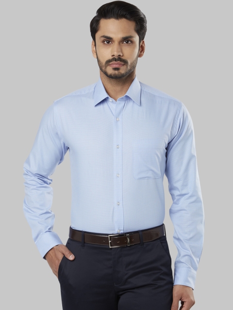 

Raymond Men Blue Slim Fit Checked Formal Shirt