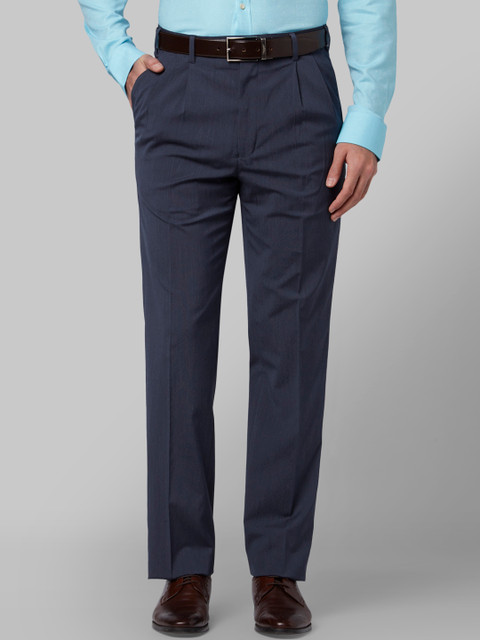 

Park Avenue Men Blue Regular Fit Solid Formal Trousers