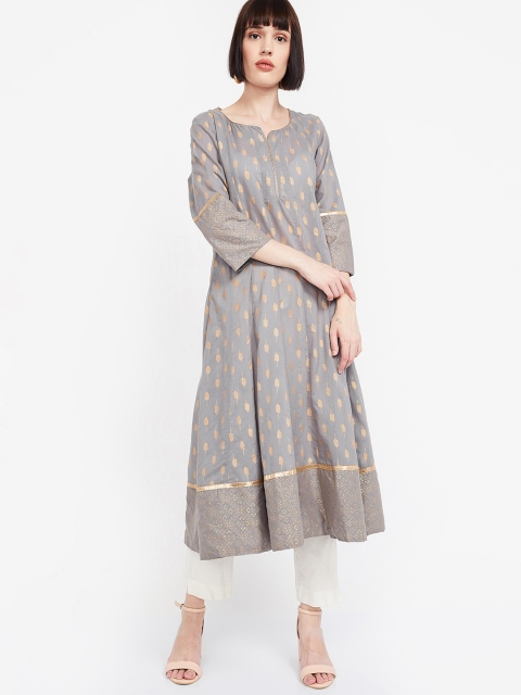 

Melange by Lifestyle Women Grey Printed Anarkali Kurta