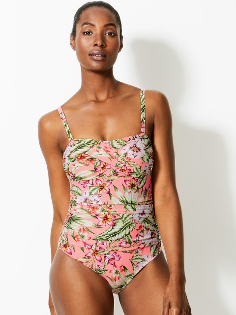 

Marks & Spencer Women Peach-Coloured Printed Swimsuit T526895CORAL MIX