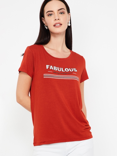 

Fame Forever by Lifestyle Women Rust Printed Top