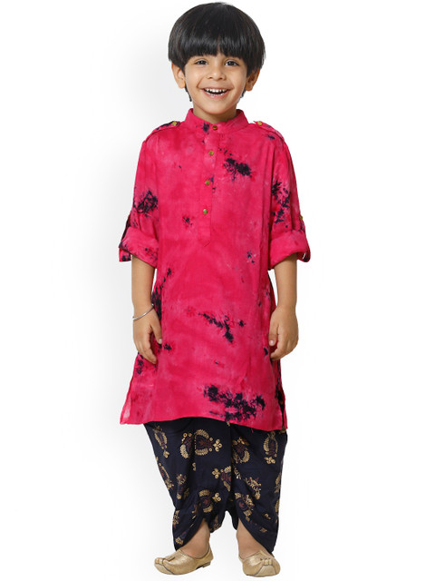 

LilPicks Boys Pink Dyed Kurta with Dhoti Pants