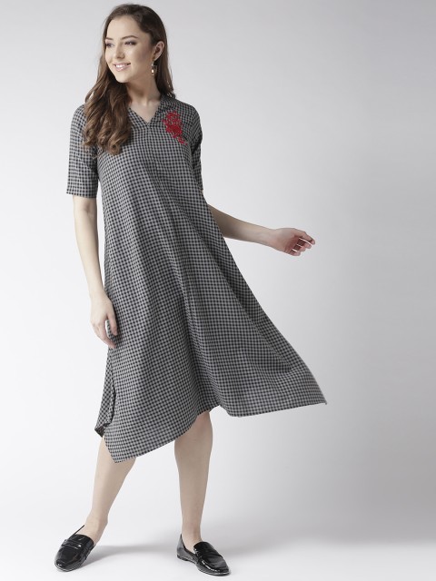 

pinwheel Women Grey & Black A-Line Dress