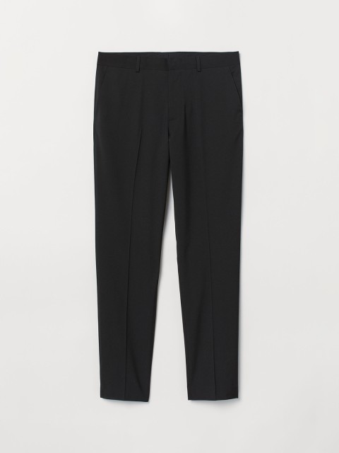 

H&M Men Black Solid Suit Trousers Regular Fit