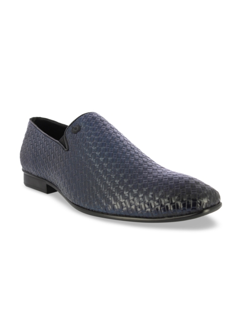 

Alberto Torresi Men Navy Blue Textured Formal Slip-Ons