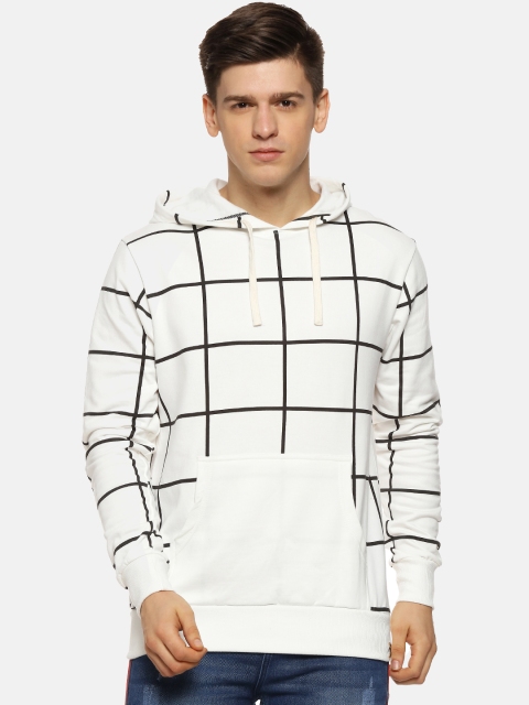 

Campus Sutra Men White & Black Checked Hooded Sweatshirt