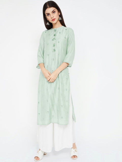 

Melange by Lifestyle Women Green Embroidered Straight Kurta