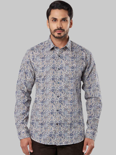 

Raymond Men Blue & Off-White Regular Fit Printed Casual Shirt