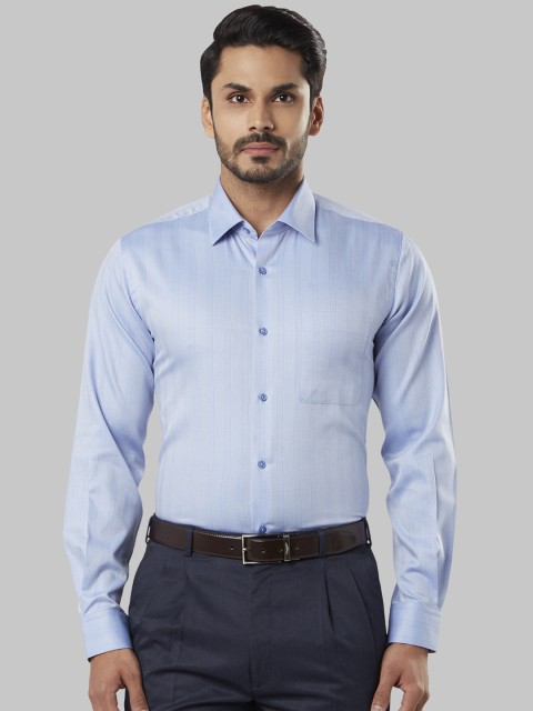 

Raymond Men Blue Regular Fit Self Design Formal Shirt
