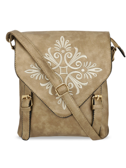 

Satchel Bags Women Gold-Toned Self Design Sling Bag