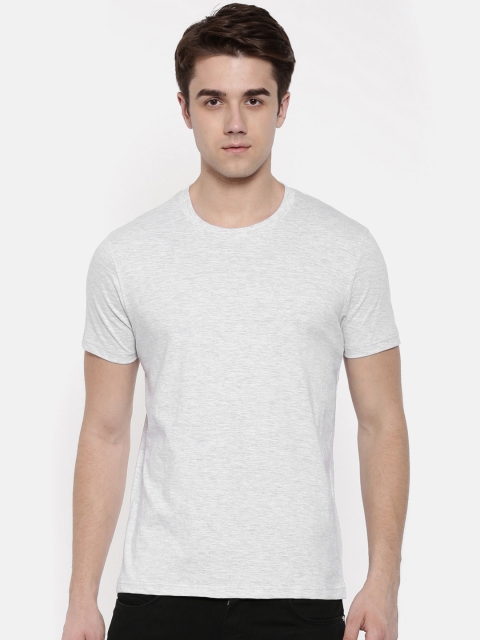 

Bushirt Men Grey Melange Solid Round Neck T-shirt